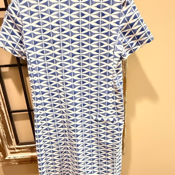 J. McLaughlin NWT Sonnet Dress . Off White /Blue textured Fretwork.Size M - Picture 4 of 12